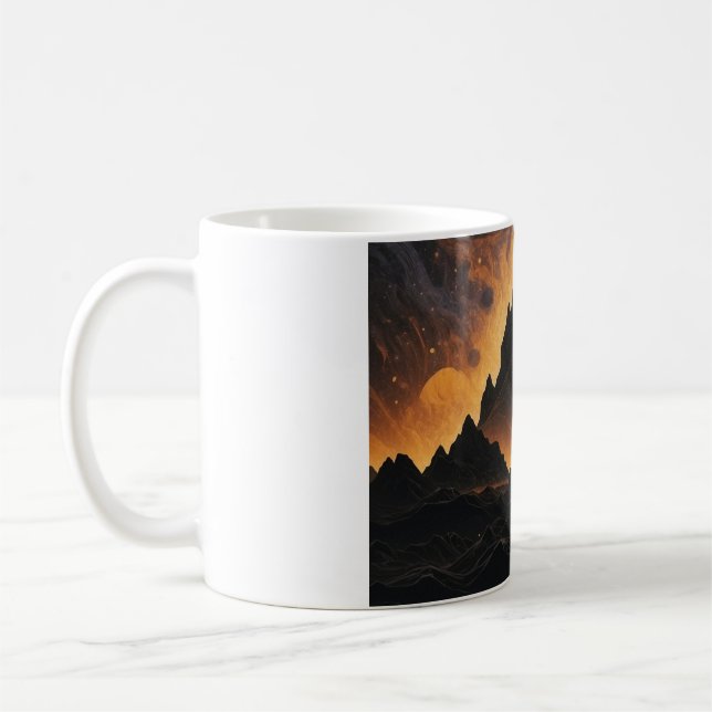 Solar Eclipse Mountain Mug - Cosmic Landscape Mug  (Left)