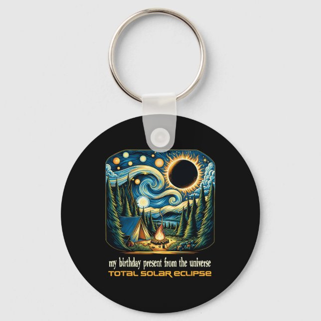 Solar Eclipse My Birthday Present From The Univers Key Ring (Front)