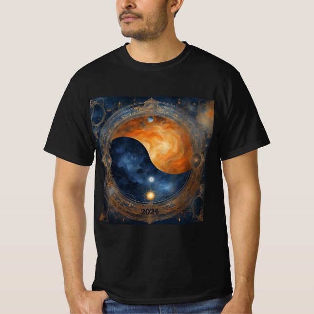 Solar Eclipse Mystical Balance 2024 Add Name Men's T-Shirt (Front)