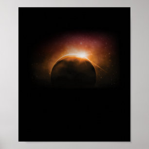 Solar Eclipse Nebula Stars Galaxy Earth Moon Poster