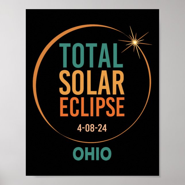 Solar Eclipse Ohio April 8 2024 Total Totality  Poster (Front)