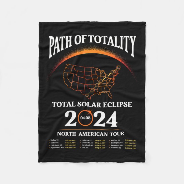 Solar Eclipse Path Of Totality Solar Eclipse April Fleece Blanket (Front)