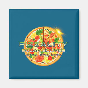 Solar Eclipse Pizzality Eclipse Pizza Illustration Magnet
