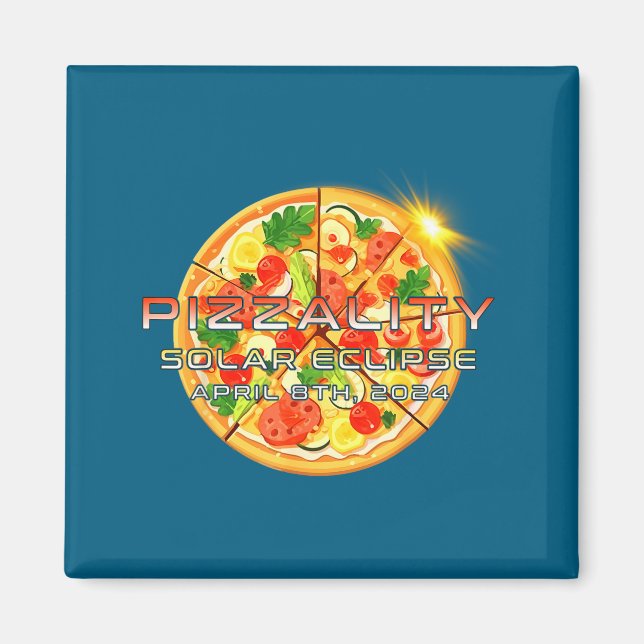 Solar Eclipse Pizzality Eclipse Pizza Illustration Magnet (Front)