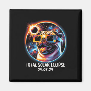 Solar Eclipse Pug Wearing Glasses Pet April 8 2024 Magnet