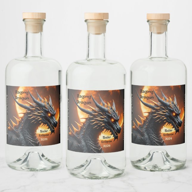 Solar Eclipse Raging Dragon Customise Set of 6 Liquor Bottle Label (Bottles)