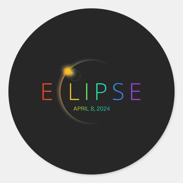 Solar Eclipse Rainbow 2024 Total Solar Eclipse 4.0 Classic Round Sticker (Front)