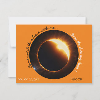 solar eclipse realistic black orange white holiday card