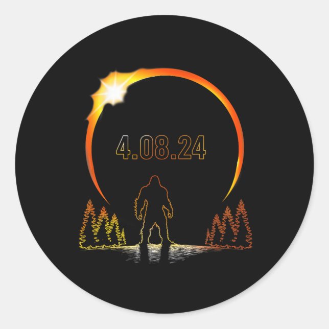 Solar Eclipse Sasquatch Totality 2024 Eclipse  Classic Round Sticker (Front)