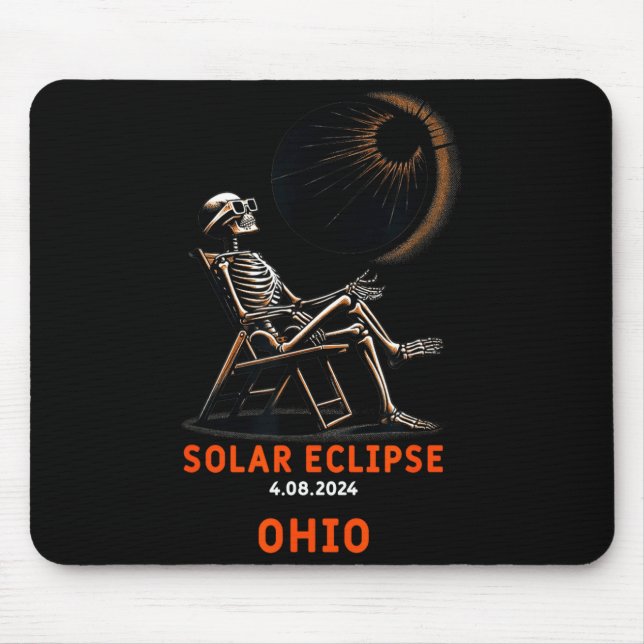 Solar Eclipse Skeleton Ohio Souvenir Illustration Mouse Pad (Front)
