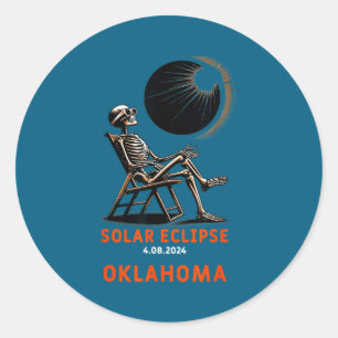 Solar Eclipse Skeleton Oklahoma Souvenir Classic Round Sticker