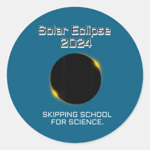 Solar Eclipse Skipping School Science Classic Round Sticker