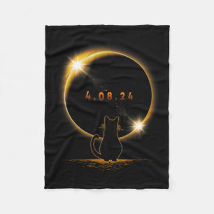 Solar Eclipse T Cat Wearing Solar Eclipse Glasses  Fleece Blanket