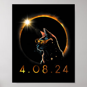 Solar Eclipse T Cat Wearing Solar Eclipse Glasses Poster