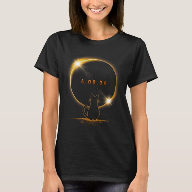 Solar Eclipse T Cat Wearing Solar Eclipse Glasses  T-Shirt (Front)