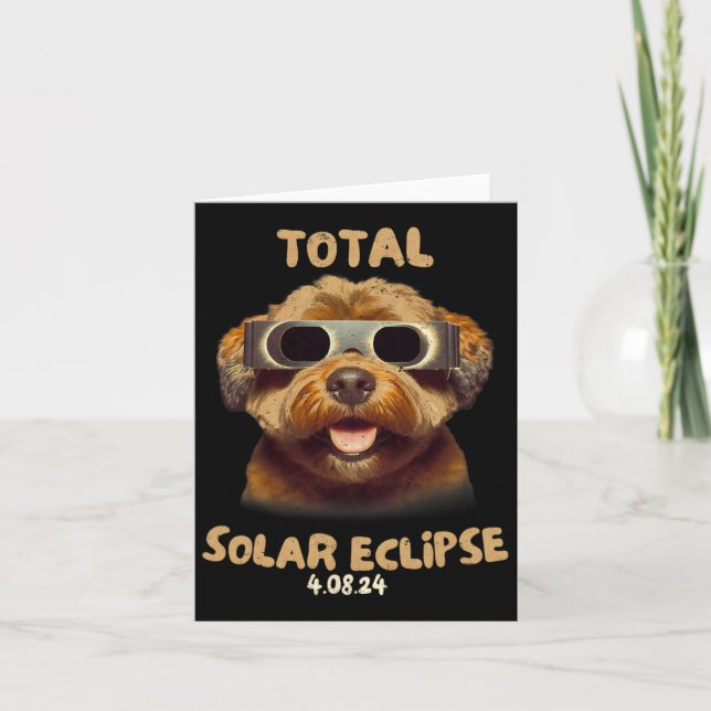 Solar Eclipse T Dog Wearing Solar Eclipse Glasses  Card (Front)