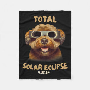 Solar Eclipse T Dog Wearing Solar Eclipse Glasses Fleece Blanket