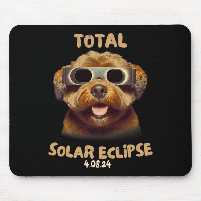 Solar Eclipse T Dog Wearing Solar Eclipse Glasses  Mouse Pad (Front)