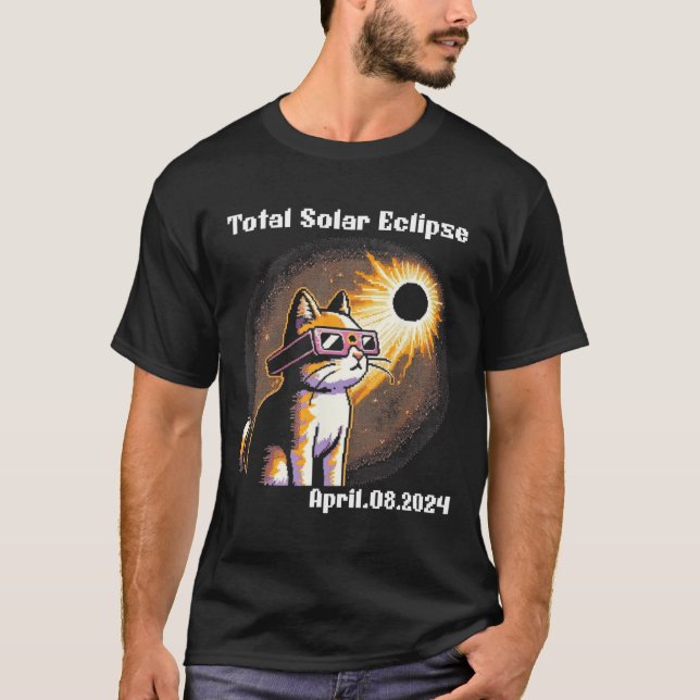 Solar Eclipse Tee 2024 Cat Wearing Solar Eclipse G (Front)