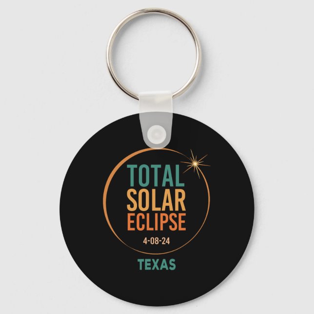 Solar Eclipse Texas April 8 2024 Total Totality  Key Ring (Front)