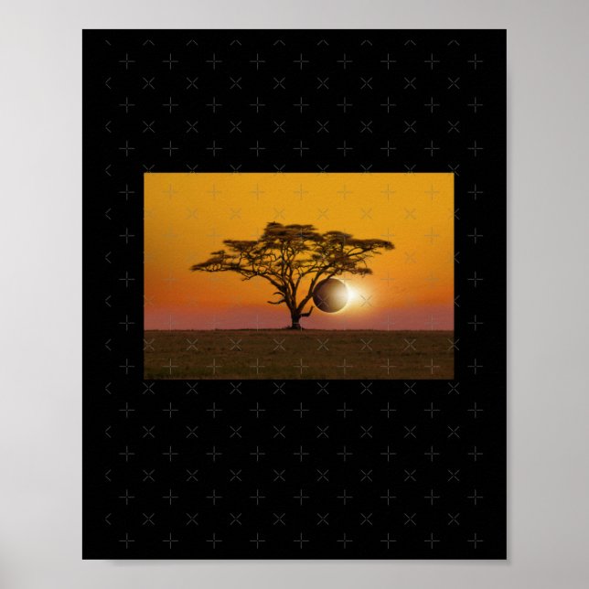 Solar Eclipse Thru Tree Sticker  Poster (Front)