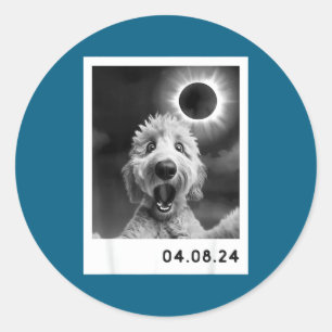 Solar Eclipse Totality Goldendoodle Dog Classic Round Sticker