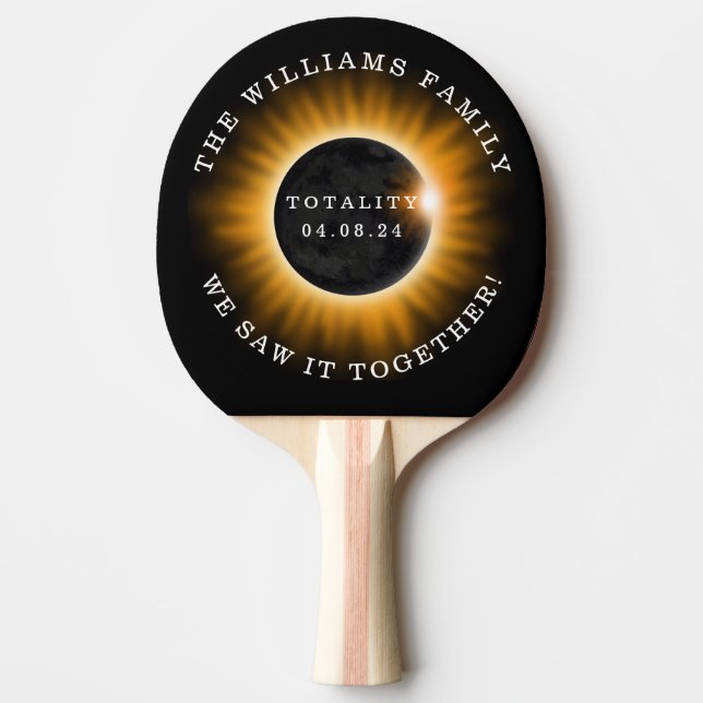 Solar Eclipse Totality Personalised Ping Pong Paddle (Front)