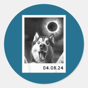 Solar Eclipse Totality Siberian Husky Classic Round Sticker
