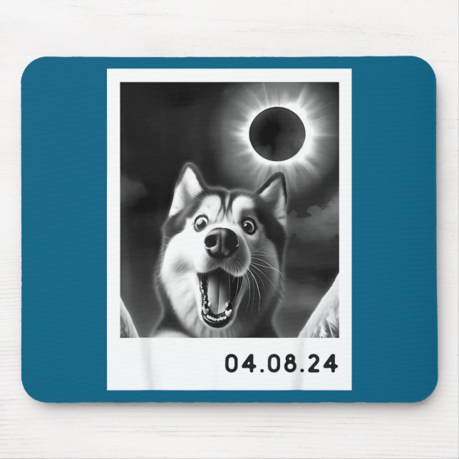 Solar Eclipse Totality Siberian Husky Design Mouse Pad (Front)