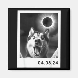 Solar Eclipse Totality Siberian Husky Illustration Magnet