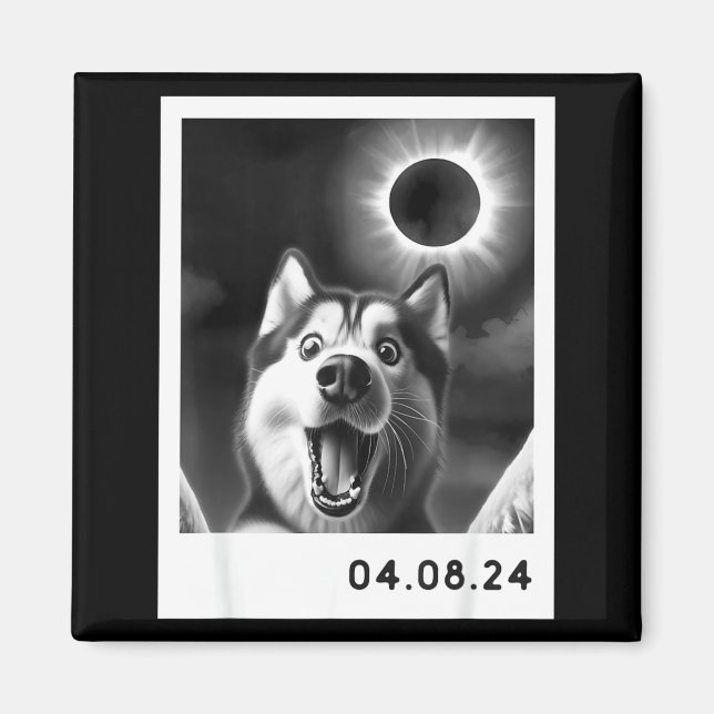 Solar Eclipse Totality Siberian Husky Illustration Magnet (Front)