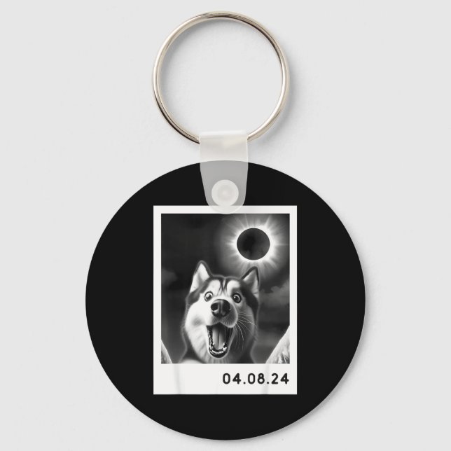 Solar Eclipse Totality Siberian Husky Key Ring (Front)