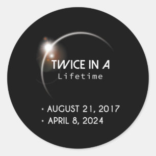 Solar Eclipse Twice In Lifetime 2024 Classic Round Sticker