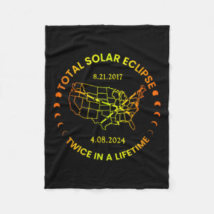 Solar Eclipse Twice In Lifetime 2024 Total Solar E Fleece Blanket