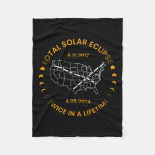 Solar Eclipse Twice In Lifetime 2024 Total Solar E Fleece Blanket