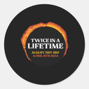Solar Eclipse Twice Lifetime 08.21.17 04.08.24 Men Classic Round Sticker