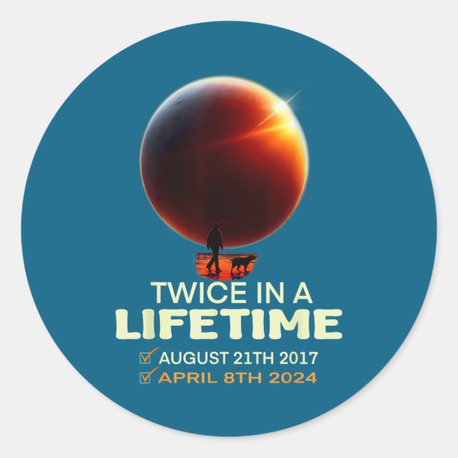 Solar Eclipse Twice Lifetime Solar Classic Round Sticker (Front)