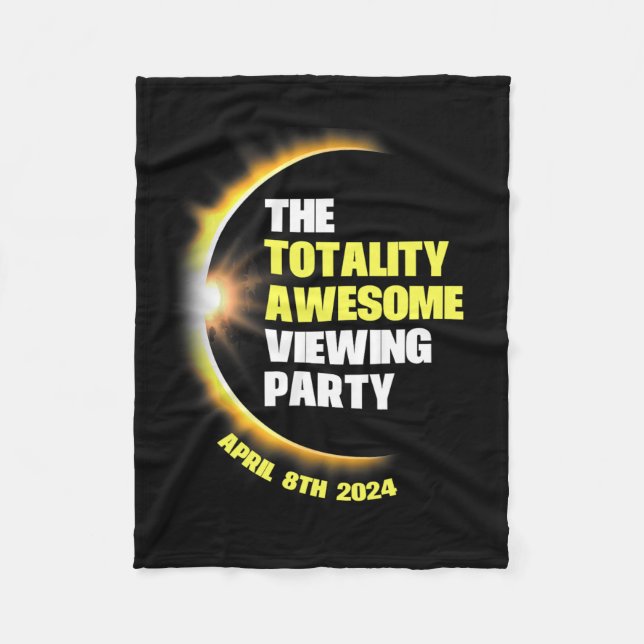 Solar Eclipse Viewing Party 2024 Total Solar Eclip Fleece Blanket (Front)