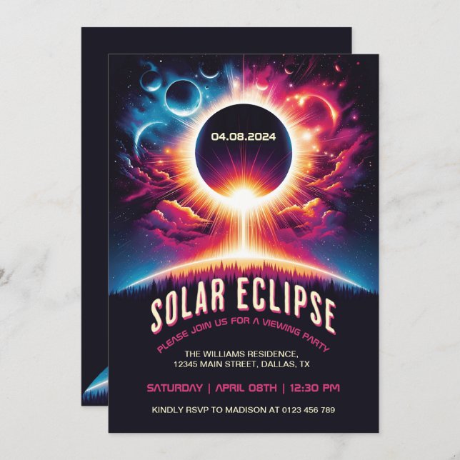 Solar Eclipse viewing party Invitation (Front/Back)