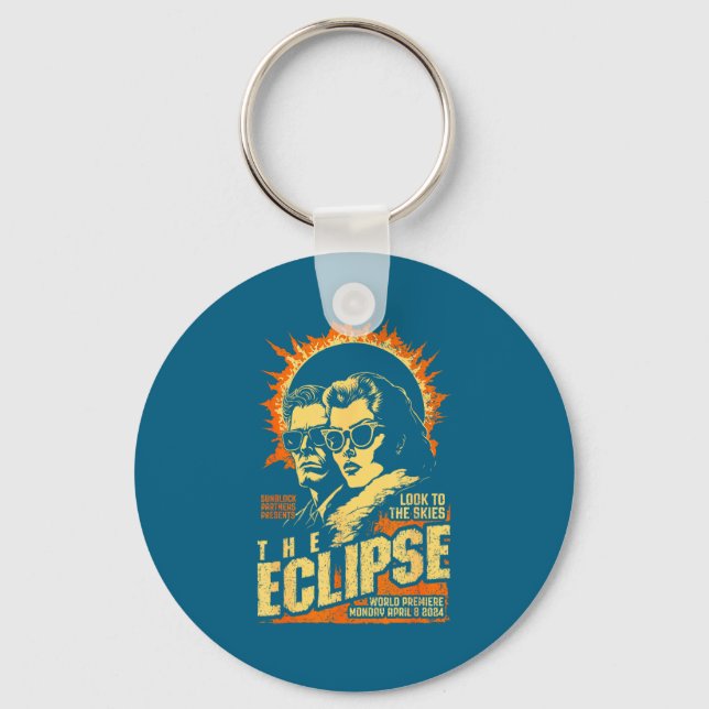 Solar Eclipse Vintage Science Fiction Key Ring (Front)