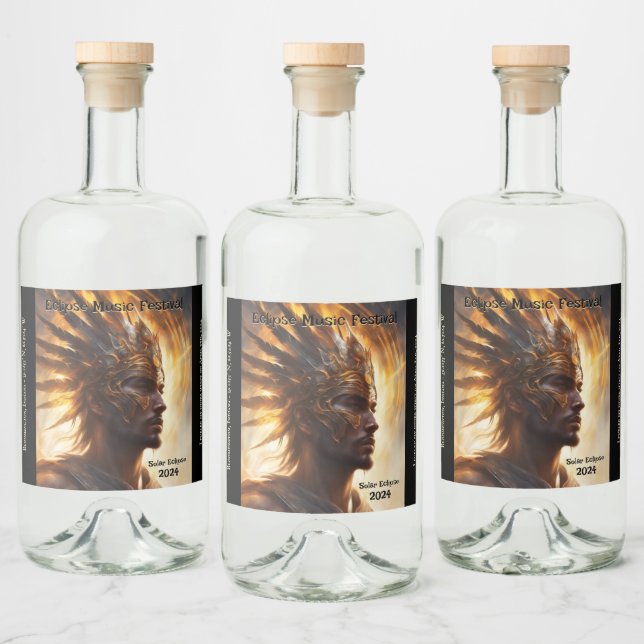 Solar Eclipse Warrior King Customise Set of 6 Liquor Bottle Label (Bottles)