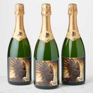 Solar Eclipse Warrior King Customise Set of 6 Sparkling Wine Label