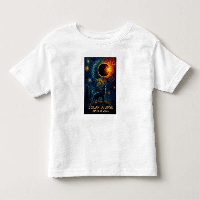 Solar Eclipse Wolf Starry Night Wildern Toddler T-Shirt (Front)