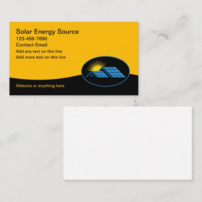 Solar Energy Panels Business Cards  (Front/Back)