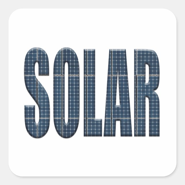 Solar energy photovoltaic panels with the word Sol Square Sticker (Front)