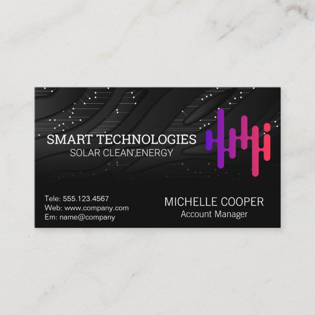 Solar Energy Power Logo | Tech Business Card (Front)