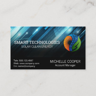 Solar Energy Power Logo   Tech Modern  Business Card