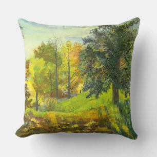 Solar fall  painting watercolor on silk cushion