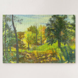 Solar fall  painting watercolor on silk jigsaw puzzle