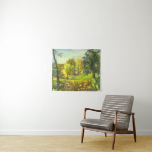 Solar fall  painting watercolor on silk tapestry